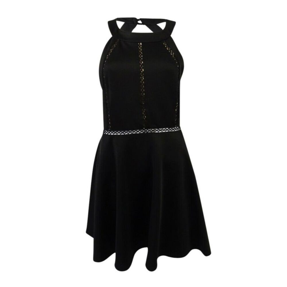 CRYSTAL DOLLS Womens Fit + Flare Dress Black Sleeveless Juniors 1
